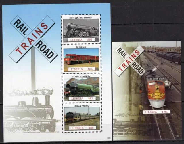 Liberia 2014 - Railroad Trains Locomotives Timbres Briefmarken stamps -MNH**AM3