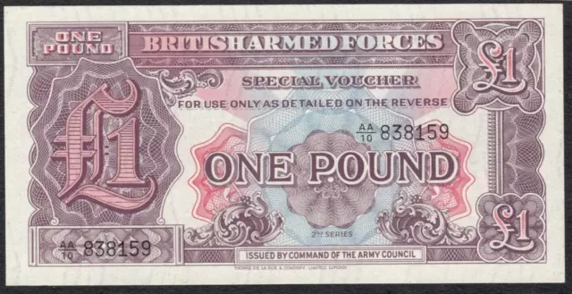 British Armed Forces, UK - £1 One Pound Banknote Voucher AA/10 838159 2nd Series
