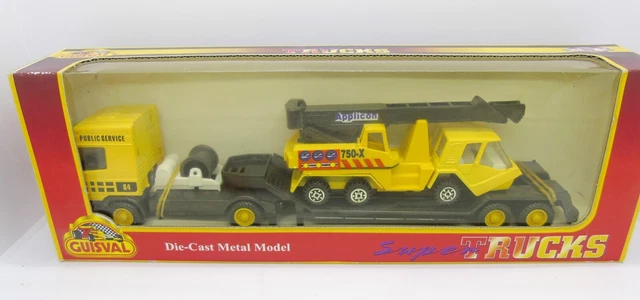 Camion Majorette DAF Grue 1:100, Bleu, Métal, Fabrication Française, Sans Boîte (occasion)