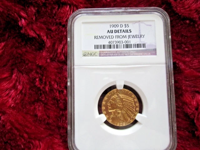 1909D-$5 Gold Indian Half Eagle/Beautiful coin