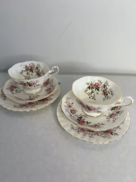 Royal Albert English China Trio Tea Cup Saucer Plate Lavender Rose X2