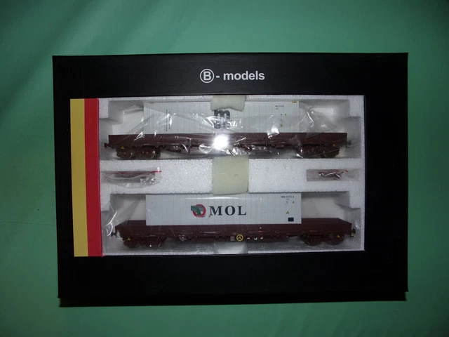 Coffret B-MODELS De 2 Wagons Porte-conteneurs 46102 – Neuf Sous 3 Rails