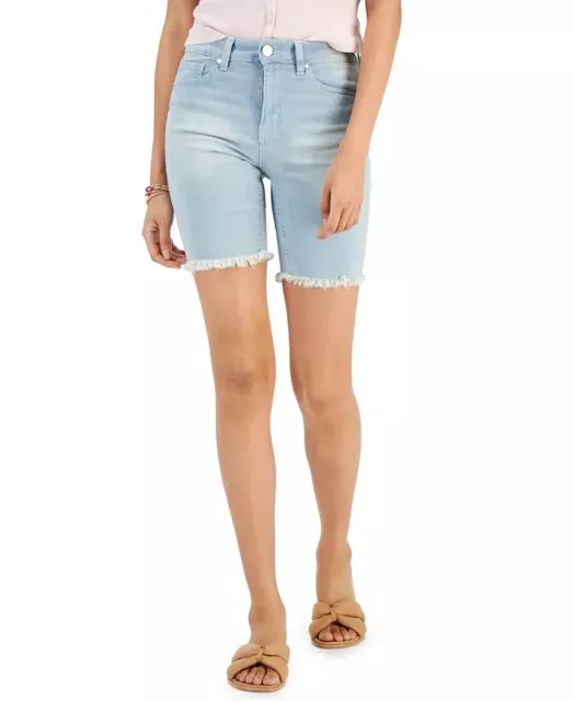 Dollhouse MALDIVES Women's Juniors' Frayed Hi Rise Denim Bermuda Shorts 5/6