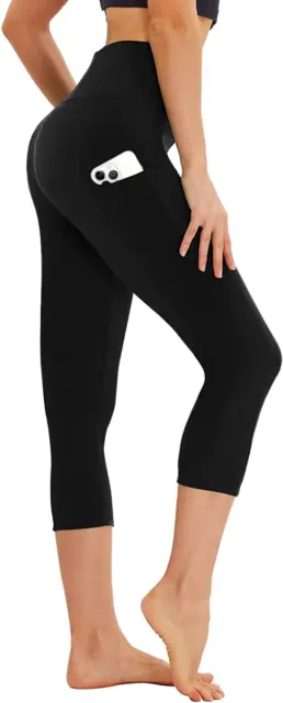 DOBB hochtaillierte Capri-Leggings für Frauen mit Taschen 3/4 Fitnessstudio-Leggings blickdicht