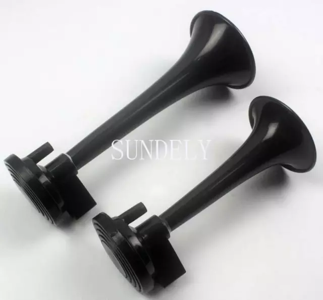 NEW! Dual Trumpet Air Horn black 12V 150dB Car Truck Train Boat Motorcycle 2