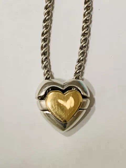 TiIFFANY & Co.18K YELLOW GOLD 925 SILVER SLIDE HEART PUZZLE PENDANT NECKLACE
