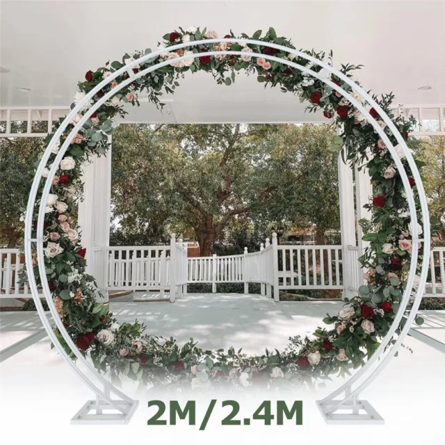 Heavy Large Round Balloon Arch Stand White Metal Wedding Backdrop Circle Frame 3