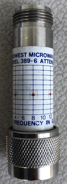 Midwest Microwave  Attenuator 6db N Type Model Number 389-6 DC-18GHz