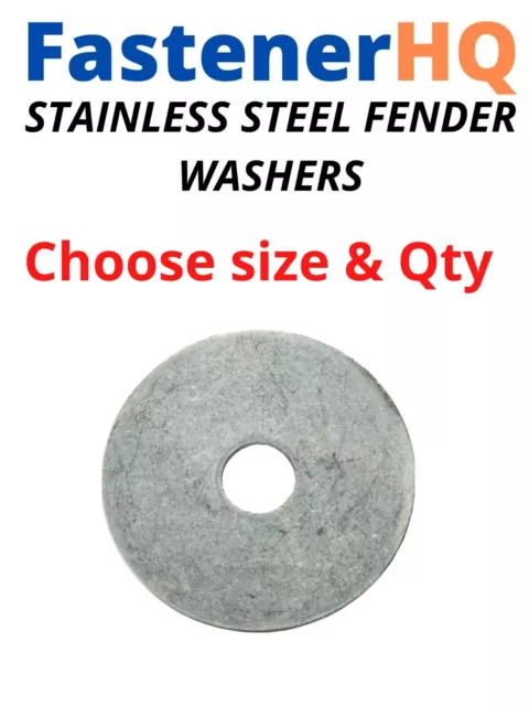 Fender Washers Large Diameter Stainless Steel All Sizes Available in Listing