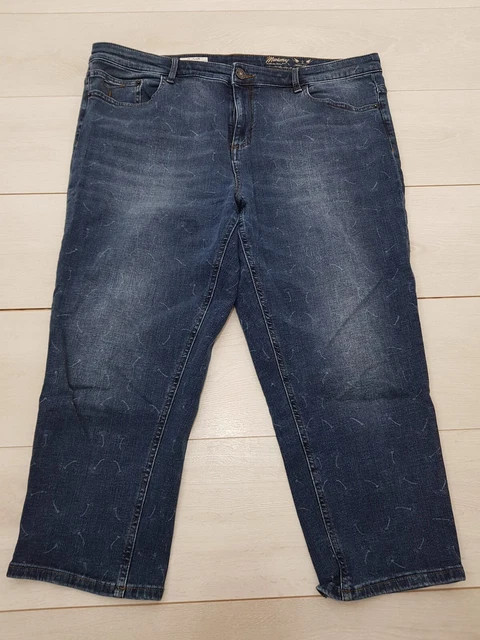 MANTARAY ST AUSTELL Cropped Jeans Size 18 W40 L23 Blue Floral Zip