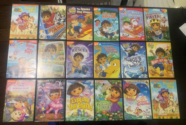 18 DORA THE EXPLORER/Go Diego Nickelodeon DVD Lot NO REPEATS $60.28 ...