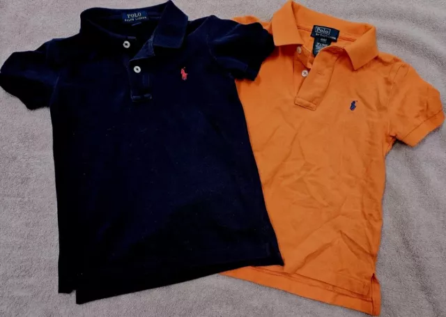 POLO RALPH LAUREN Shirts Toddler Boys 4/4T Navy BRIGHT Orange Bundle Of 2