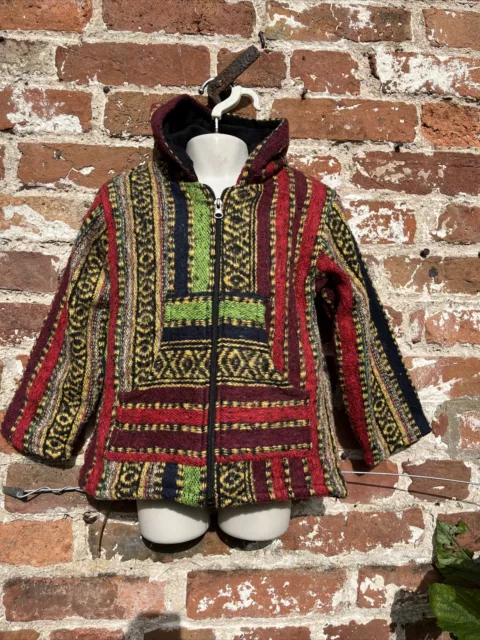 Felpa con cappuccio/giacca bambini etnica spessa cappotto hippie/boho/festival, 4-5 anni