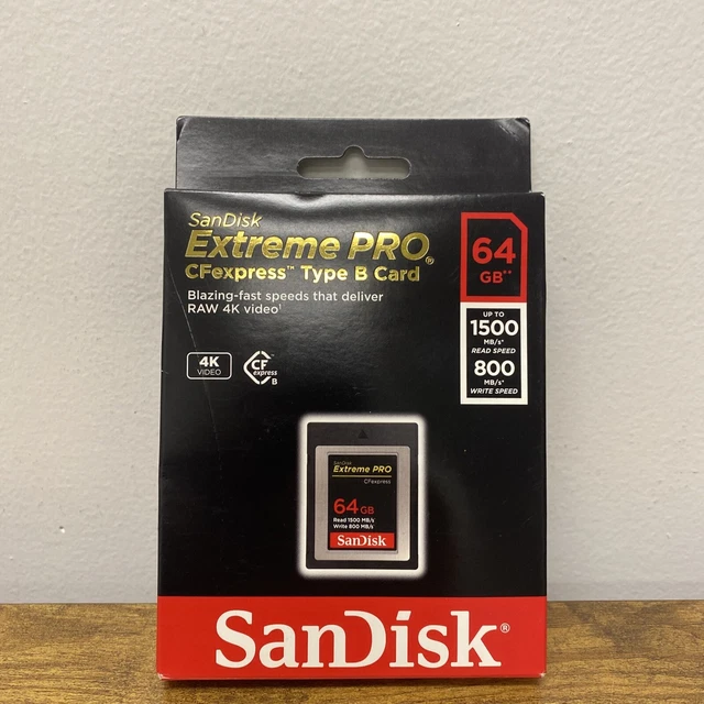 SANDISK EXTREME PRO CFExpress TYPE B Card 64GB 1500 Read 4K P3 88.13