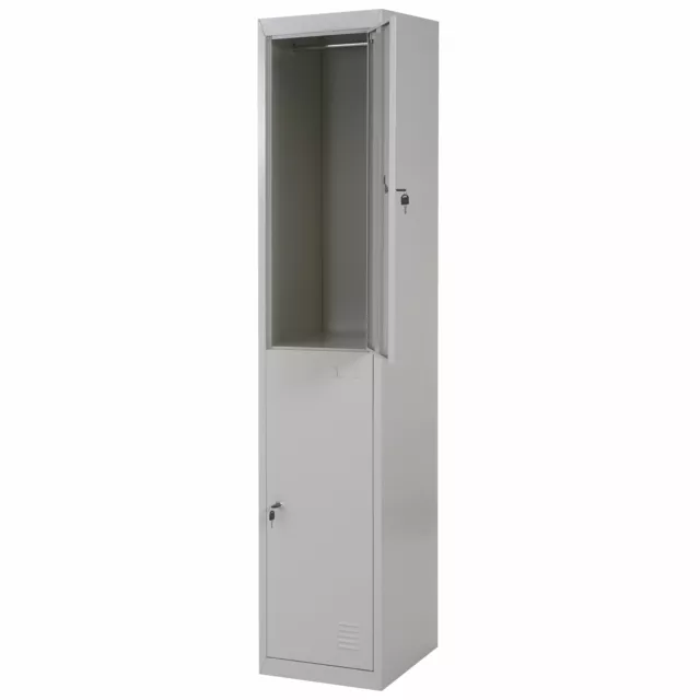 B-Ware Schließfach Wertfachschrank Spind MCW-G88, Metall 185x38x45cm grau