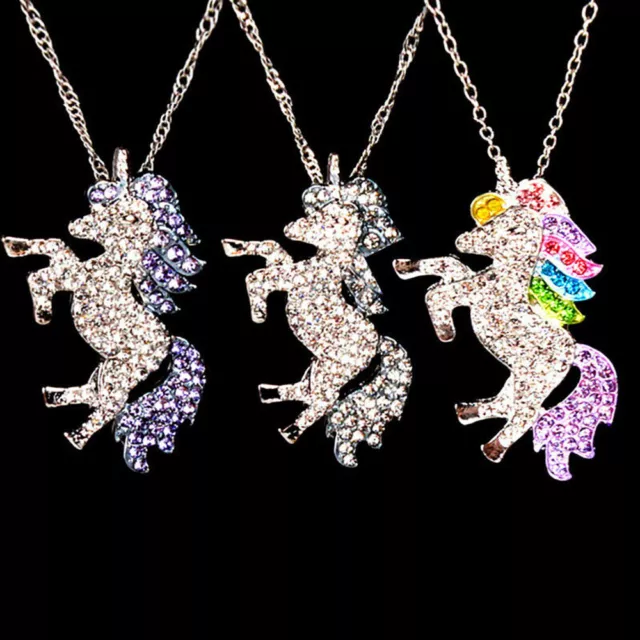 Unicorn Pendant Necklace Chain Flying Horse Kids Girls Jewellery Party Xmas Gift