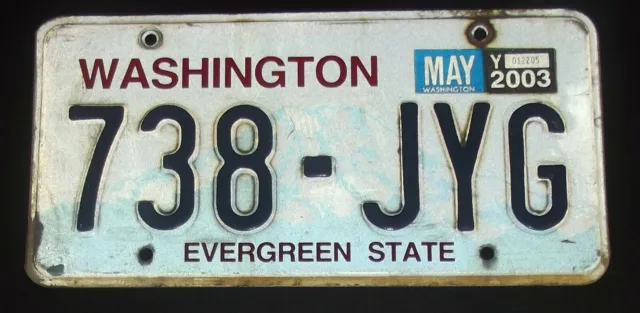 License Plate Washington 738 JYG over 5 years expired Evergreen State