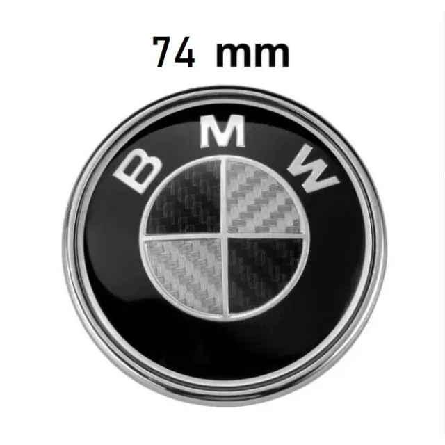 Logo Embleme Bmw Carbone Noir 74 Mm Diametre Neuf Clipsable