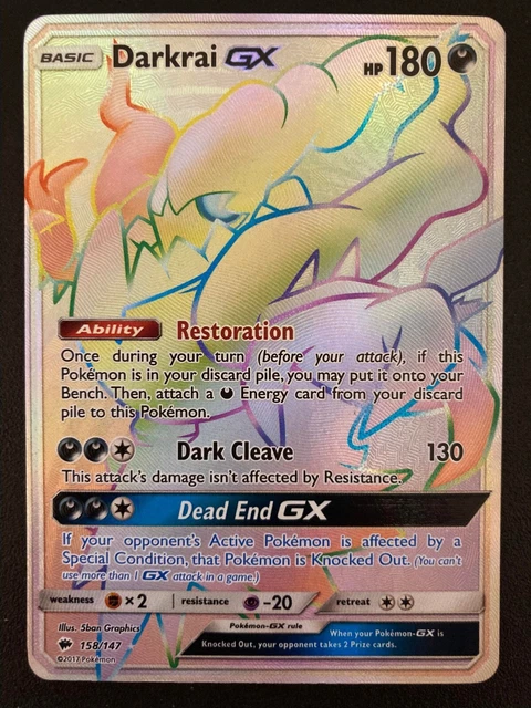 Pokemon Darkrai GX 158/147 Burning Shadows Rainbow Rare - Near Mint
