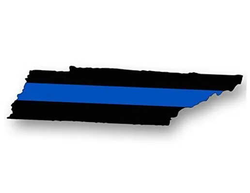 Tennessee Shaped Thin Blue Line Sticker (Police cop Officer TN (2.5 x 6 inch)