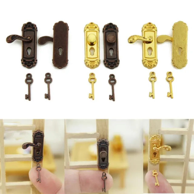1pc Funny DIY Accessories Vintage 1/12 Dollhouse Miniature Door Lock Key Mini