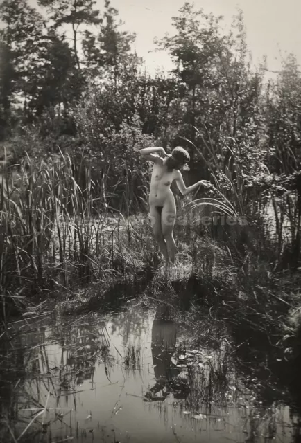1925 Original MARCEL PAUL MEYS Female Nude Woman Landscape Vintage Silver Photo