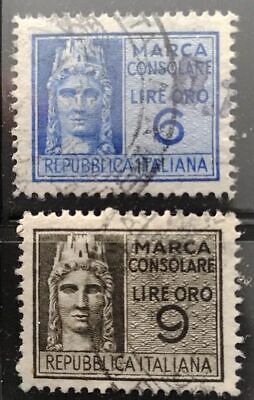 Italy Revenue Consular 6 and 8 Lire Used (A518)