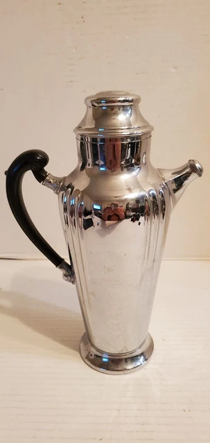 Farber Bros Krome Kraft Hammered/Shiny Black Bakelite Carved Handle 12" Shaker B