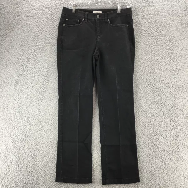 Jones New York Stretch Straight Leg Jeans Womens 6 Black Mid Rise Zip Fly Button