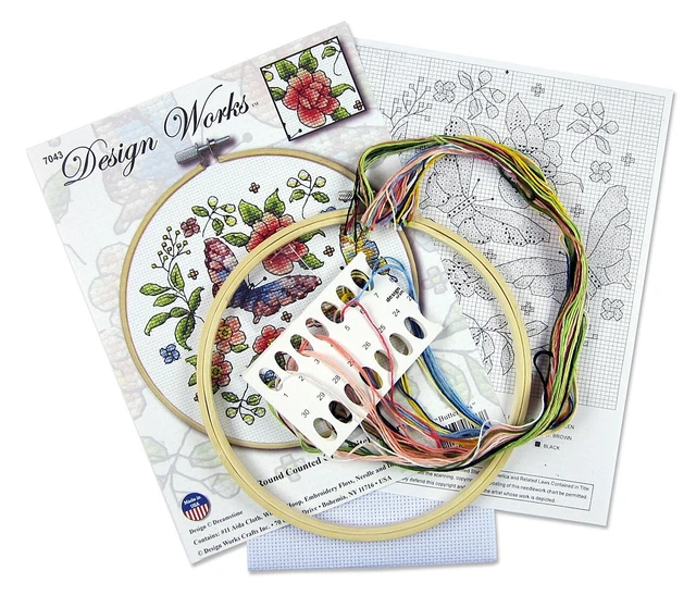 Kit de punto de cruz contado Design Works 8" mariposa redonda (11 unidades) -DW7043