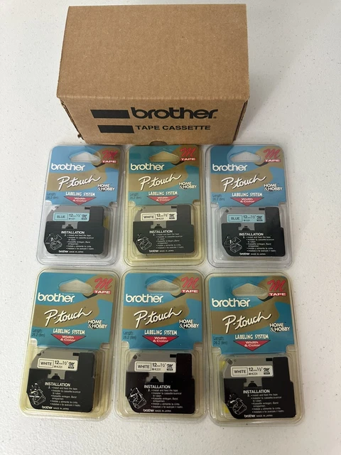 Lot of (4) Brother M-231 White & (2) M-531 Blue - P-Touch Label Tape 1/2" - NEW