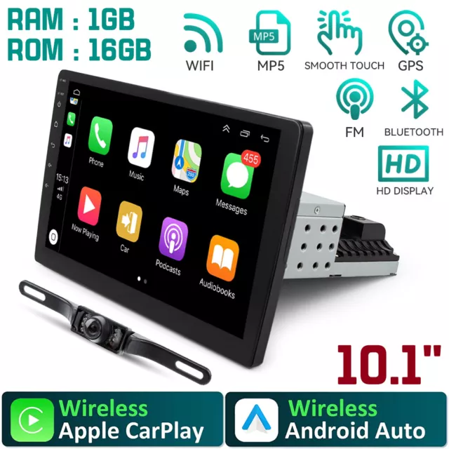 10.1" Apple/Android Carplay Car Stereo Radio Bluetooth Single 1 Din Touch Screen