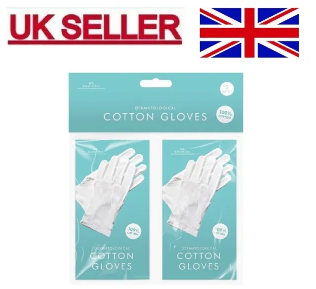Weiße 100 % Baumwolle Handschuhe Paar dermatologische Nacht feuchtigkeitsspendende Ekzeme Haut
