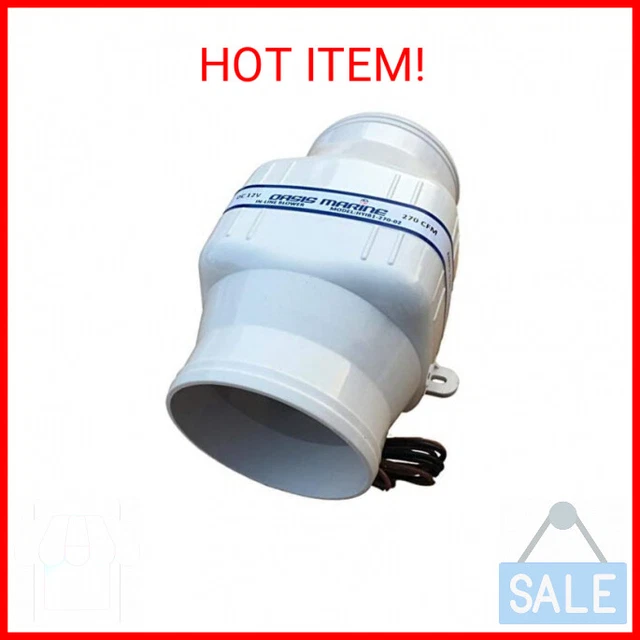Oasis Marine in-Line Bilge Boat Air Blower 4 inch 12V Exhaust Fan (2 Year Warran