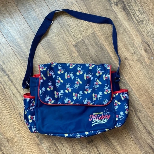 Disney Mickey Mouse Blue Messenger Crossbody Diaper Bag with Changing Pad
