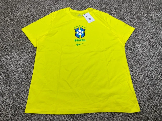 Nike CBF Brazil Football Club Soccer Team T-Shirt Mens XL DH7585-740 Yellow $30