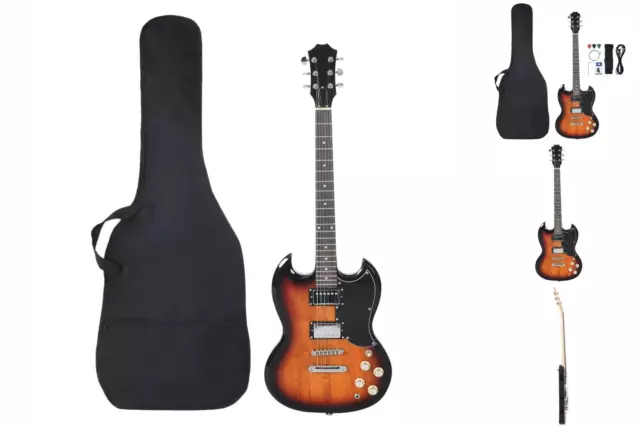 E-Gitarre Für Anfänger Mit Tasche Braun Und Schwarz 4/4 39