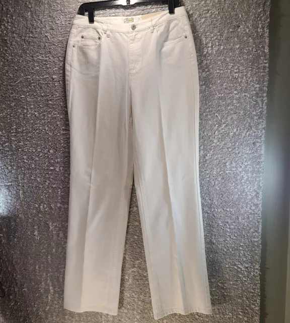 Talbots Boot Leg Wide Leg Stretch Jeans White Women's Size 10 NWT