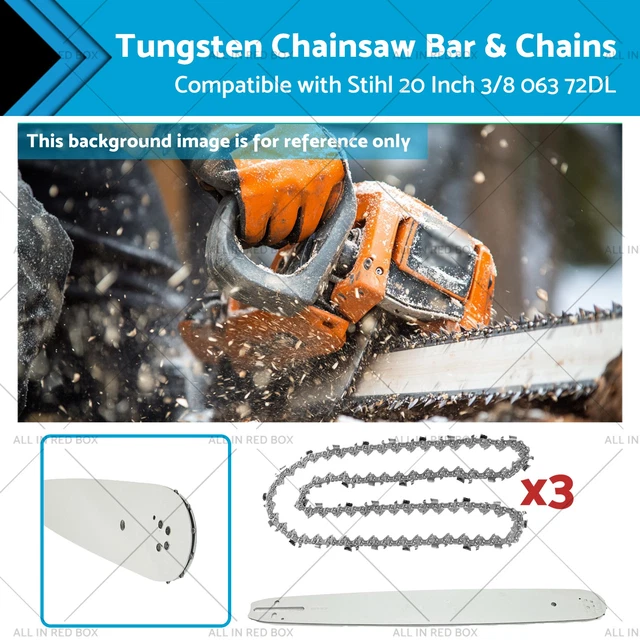 20-Inch Chainsaw Bar & Tungsten Carbide Chain Combo For Stihl Saws (.063 Gauge, 3/8 Pitch, 72DL) 8 thumbnail image
