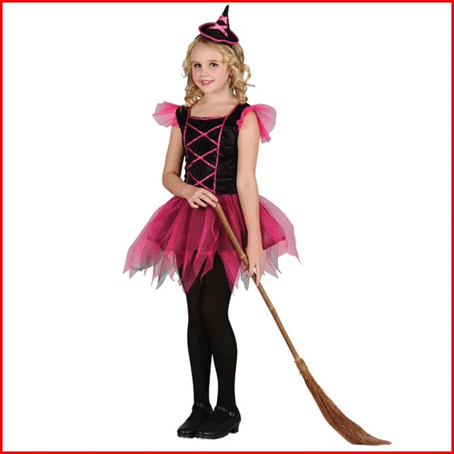 Costume Carnevale Bambina Da Strega Vestito Travestimento Bimba Di Halloween 5/7