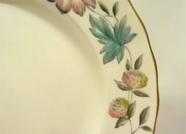 Royal Worcester England Sylvan Dinner Plate Floral Border Scalloped Gold Trim 3