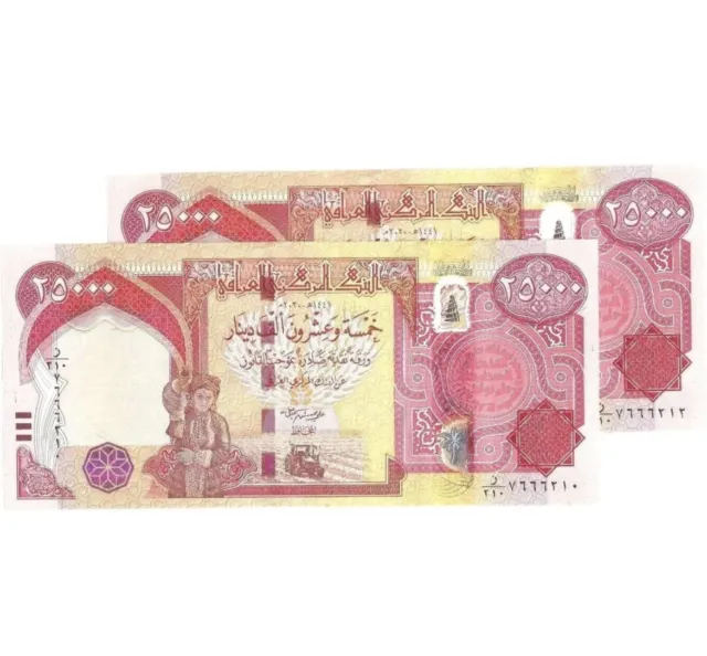 100,000 New Iraqi Dinar - 2022/2023 - 4 x 25,000 IQD - 100,000 in Iraq Money