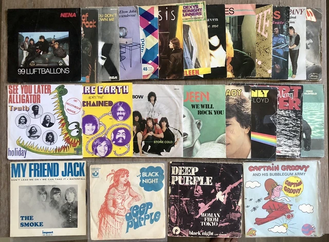 HARD ROCK - Rock - Pop - Lot de 25 disques - 7'' 45T - 60 - 70 - 80's ...
