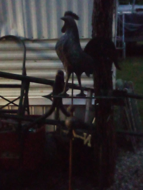 Cast Iron Rooster Weathervane Weather Vane Fence Mount Garden Farm Barn