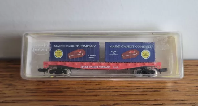 Vintage N Scale Model Power 4050 Maine Casket Flat W/ 2 Containers
