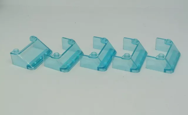 LEGO: 5x Windscreen 3 x 4 x 1 - Ref 2437 Trans Light Blue - Set 6345 2140 6543