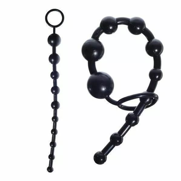 Collier de 10 perles anal  (couleur noire) / 30 cm