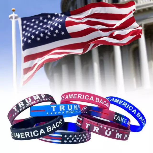 8 Pack Trump 2024 Silicone Bracelet PartyFavor Keep America GreatWristband P3Q6