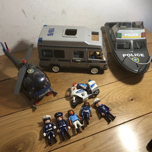 Lot PLAYMOBIL Police City Vintage - Véhicules, Moto, Quad, Hélico Et Figurines