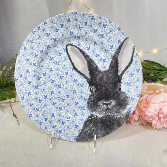 Royal Stafford Floral Chintz Blue Bunny Rabbit Dinner Plates SET OF 4 NEW